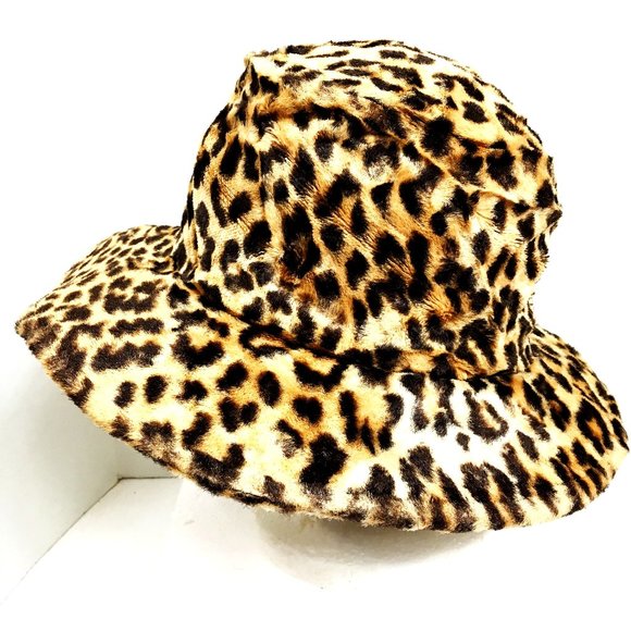 VTG Joseph Magnin Mr. Paul Faux Leopard Short Fur Bucket Hat